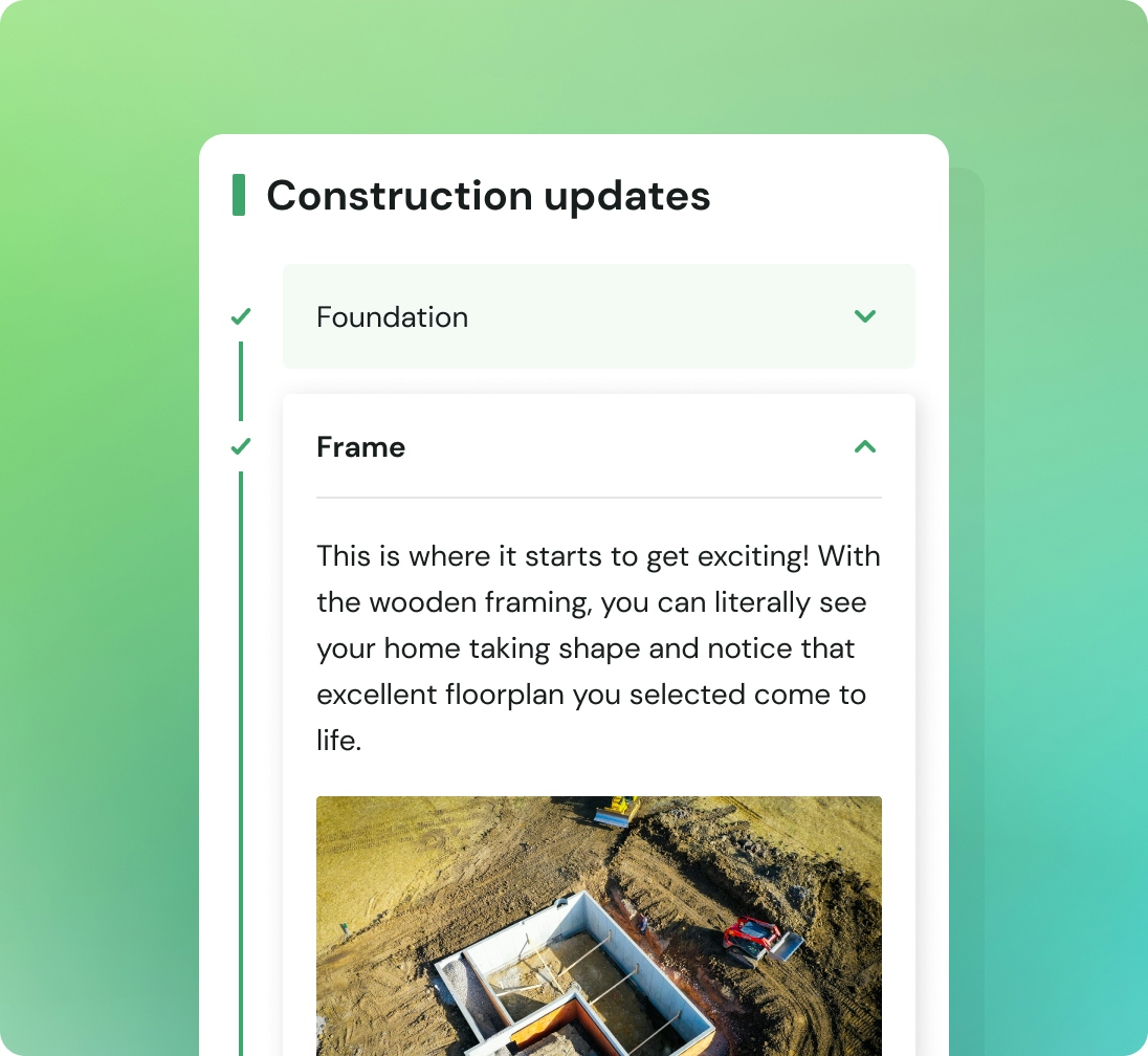Product image showing construction updates